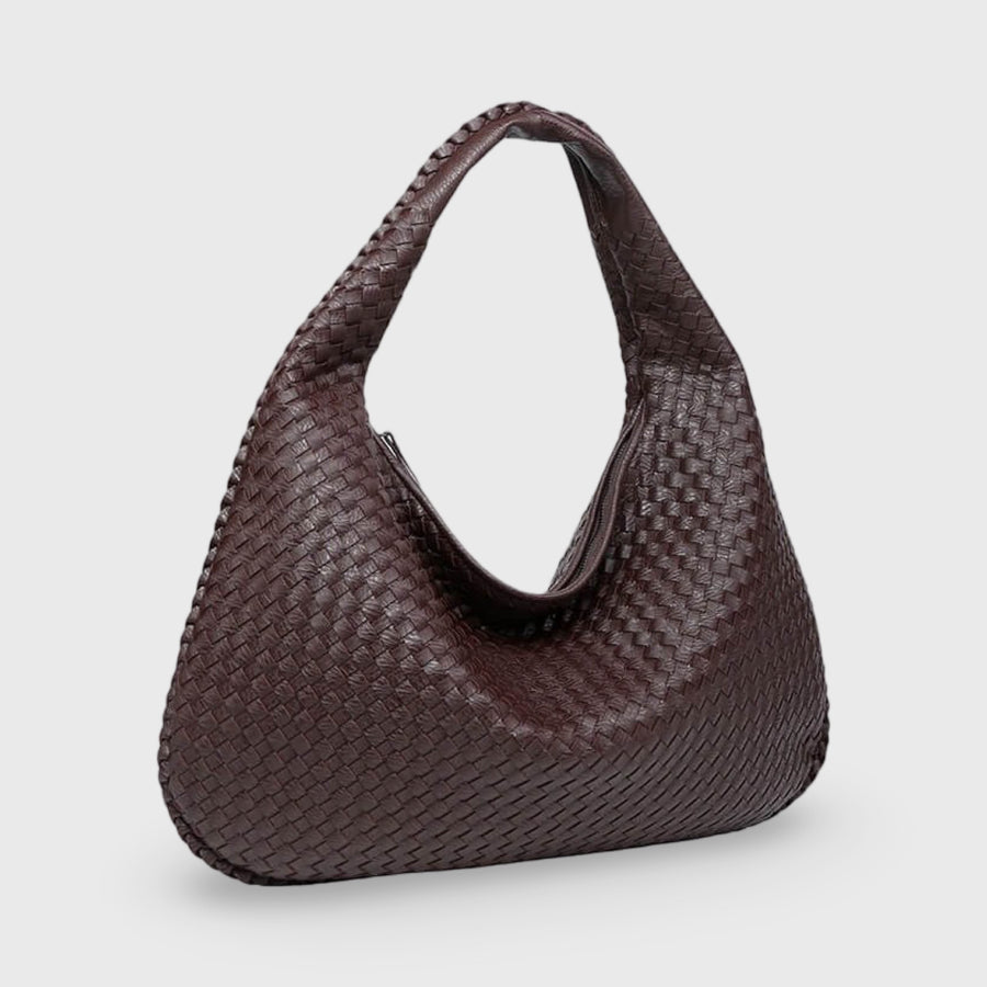 Sac hobo oversize tressé – Sac porté épaule en cuir marron foncé