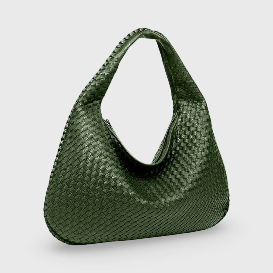 Sac hobo oversize tressé – Sac porté épaule en cuir vert olive