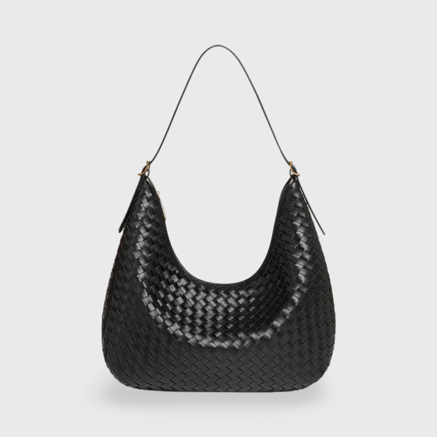 Sac hobo tressé Hailey – Sac à bandoulière en cuir noir