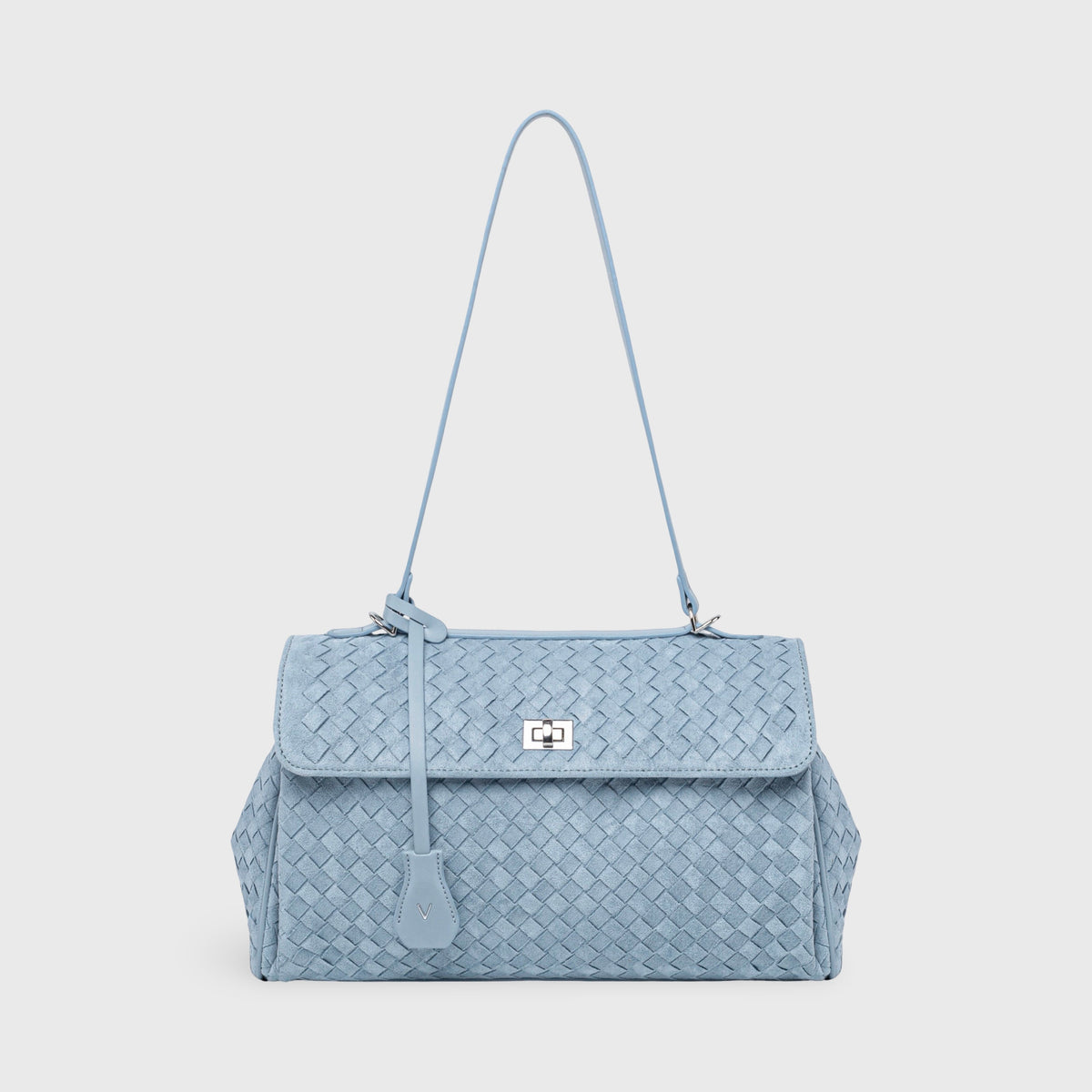 Ciara Vintage Woven Bag – Light Blue Suede
