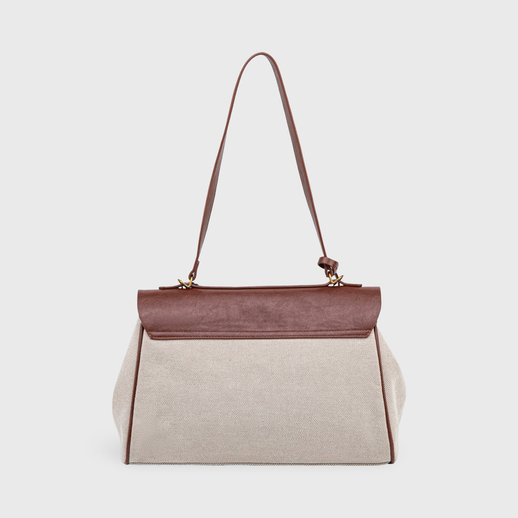 Sac à bandoulière en toile vintage Ciara – Beige et marron