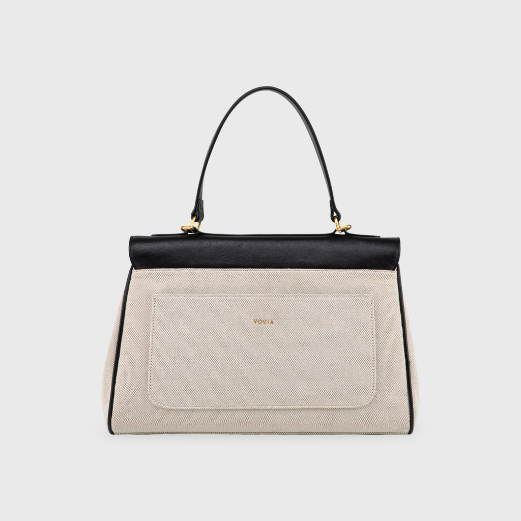 Sac à main Ciara Essential à poignée supérieure – Toile beige et cuir noir