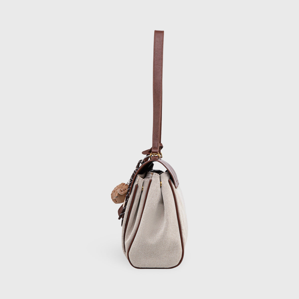 Sac à bandoulière en toile vintage Ciara – Beige et marron