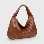 Sac hobo tressé oversize – Sac porté épaule en cuir marron