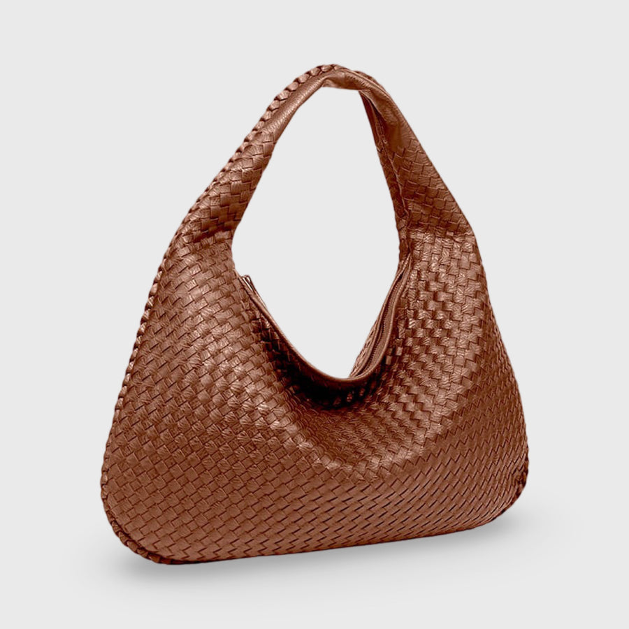 Sac hobo tressé oversize – Sac porté épaule en cuir marron