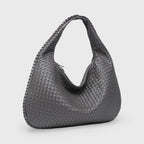 Sac hobo oversize tressé – Sac porté épaule en cuir gris