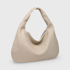 Sac hobo oversize tressé – Sac porté épaule en cuir beige