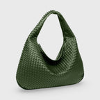 Sac hobo oversize tressé – Sac porté épaule en cuir vert olive