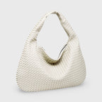 Woven Oversized Hobo Bag – Cream Leather Shoulder Bag