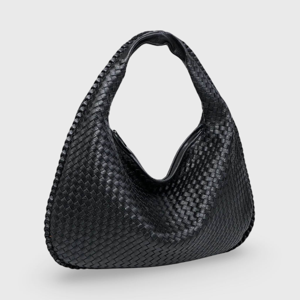 Sac hobo oversize tressé – Sac porté épaule en cuir noir
