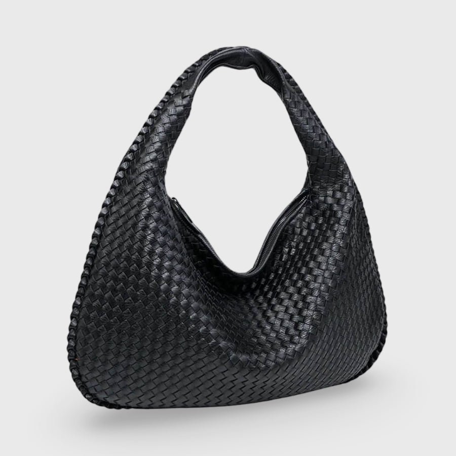 Sac hobo oversize tressé – Sac porté épaule en cuir noir