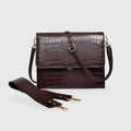 Sac bandoulière Workday – Cuir gaufré façon croco marron foncé