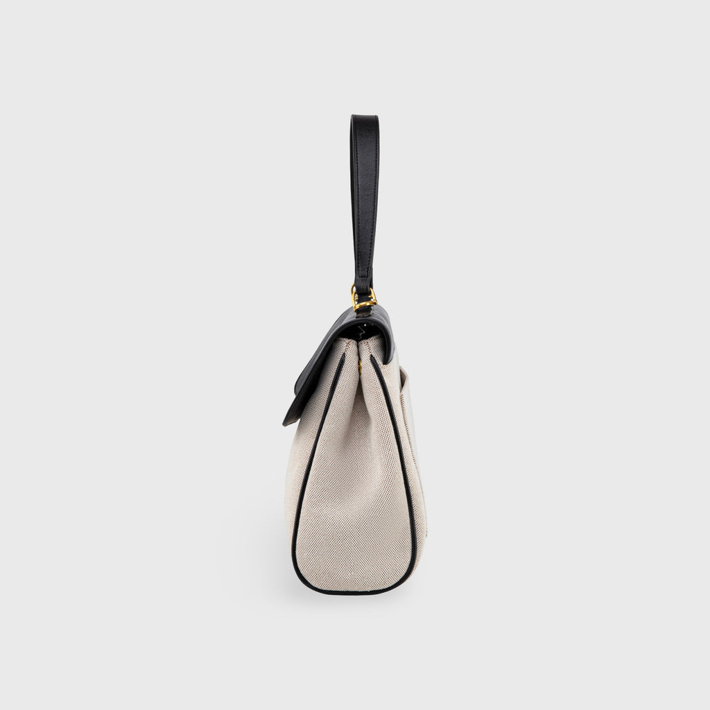 Sac à main Ciara Essential à poignée supérieure – Toile beige et cuir noir