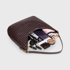 Hailey Woven Hobo Bag – Dark Brown Leather Shoulder Bag