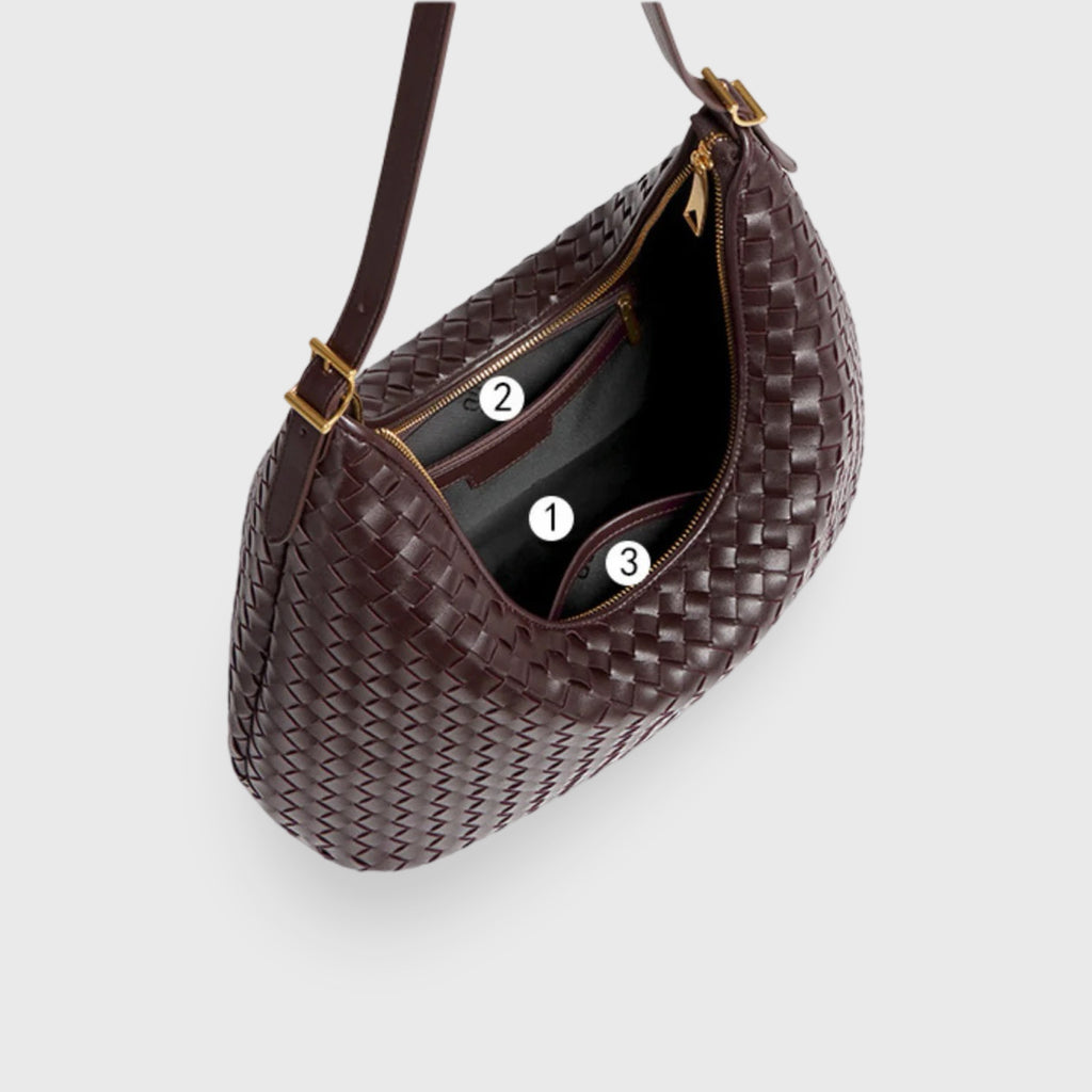 Hailey Woven Hobo Bag – Dark Brown Leather Shoulder Bag