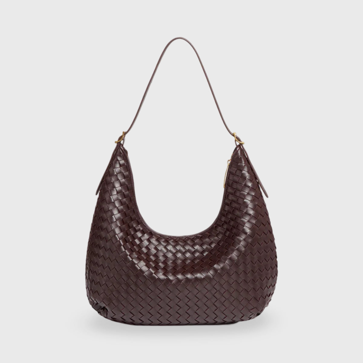 Hailey Woven Hobo Bag – Dark Brown Leather Shoulder Bag