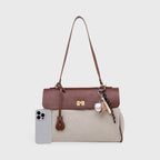 Sac à bandoulière en toile vintage Ciara – Beige et marron