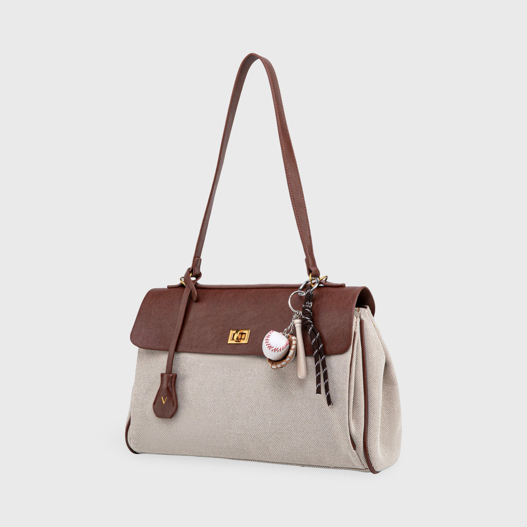 Sac à bandoulière en toile vintage Ciara – Beige et marron
