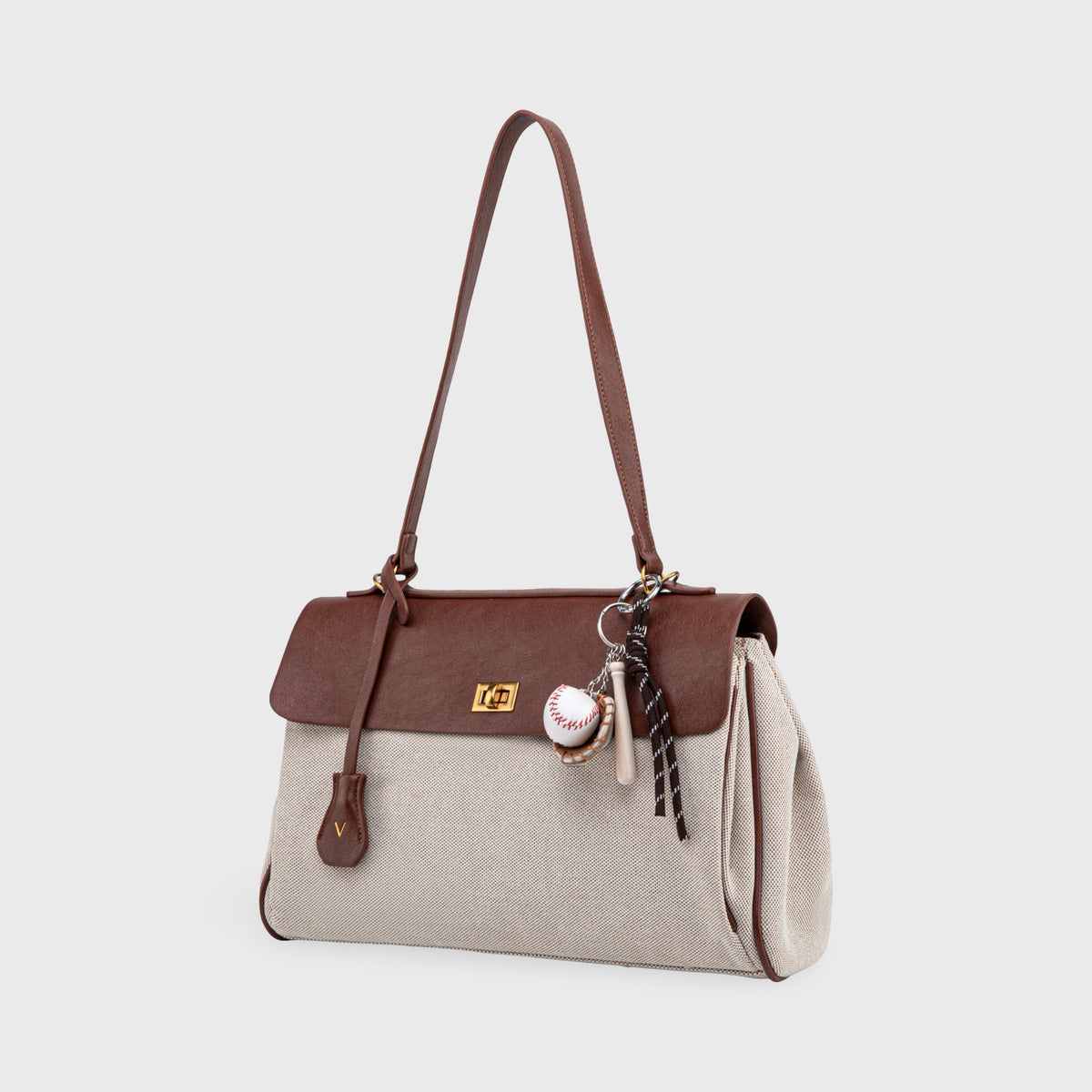 Sac à bandoulière en toile vintage Ciara – Beige et marron