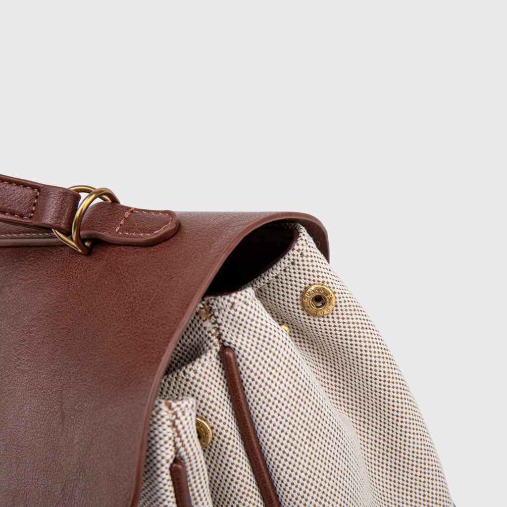 Sac à bandoulière en toile vintage Ciara – Beige et marron