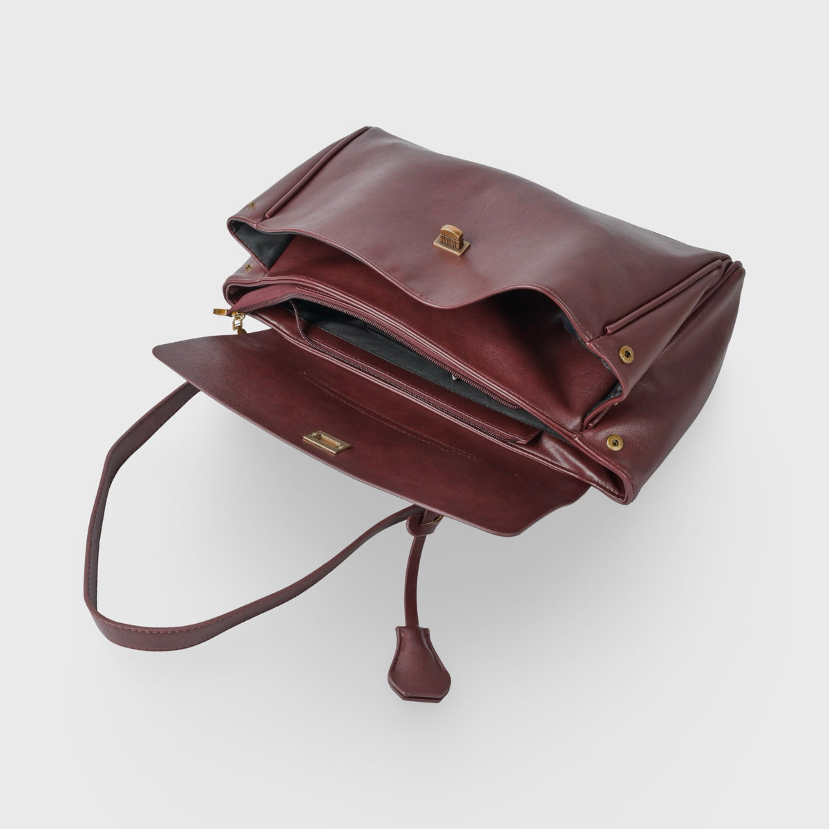 Ciara Vintage Shoulder Bag – Burgundy Leather Handbag