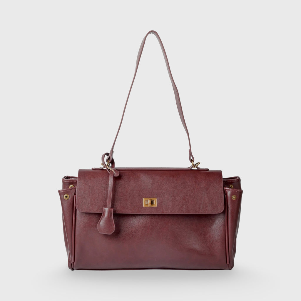 Sac porté épaule vintage Ciara – Sac à main en cuir bordeaux