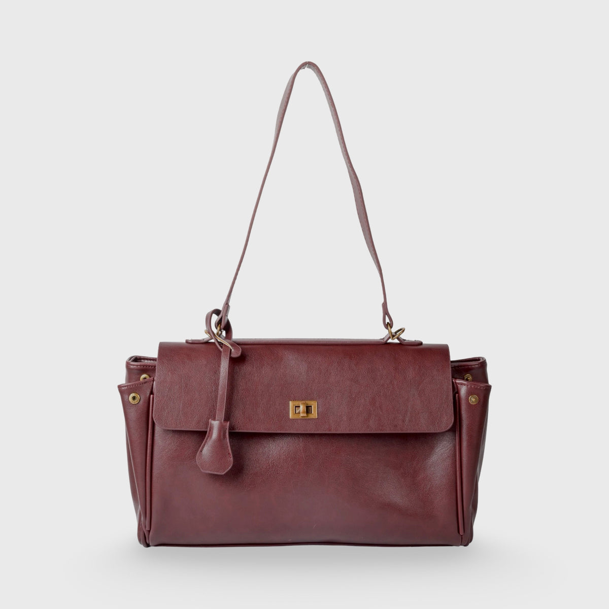 Ciara Vintage Shoulder Bag – Burgundy Leather Handbag