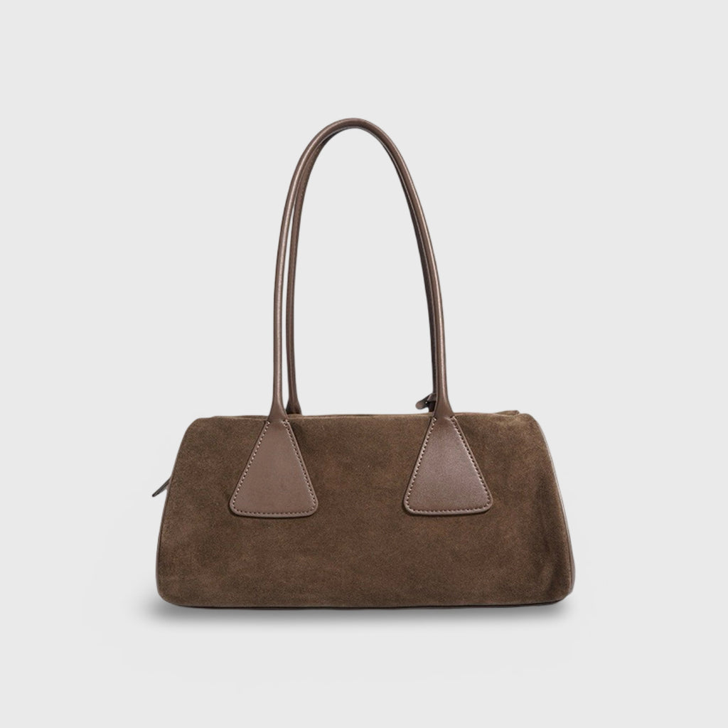 Sac à bandoulière Lulu en cuir véritable – Sac à main en daim marron moka