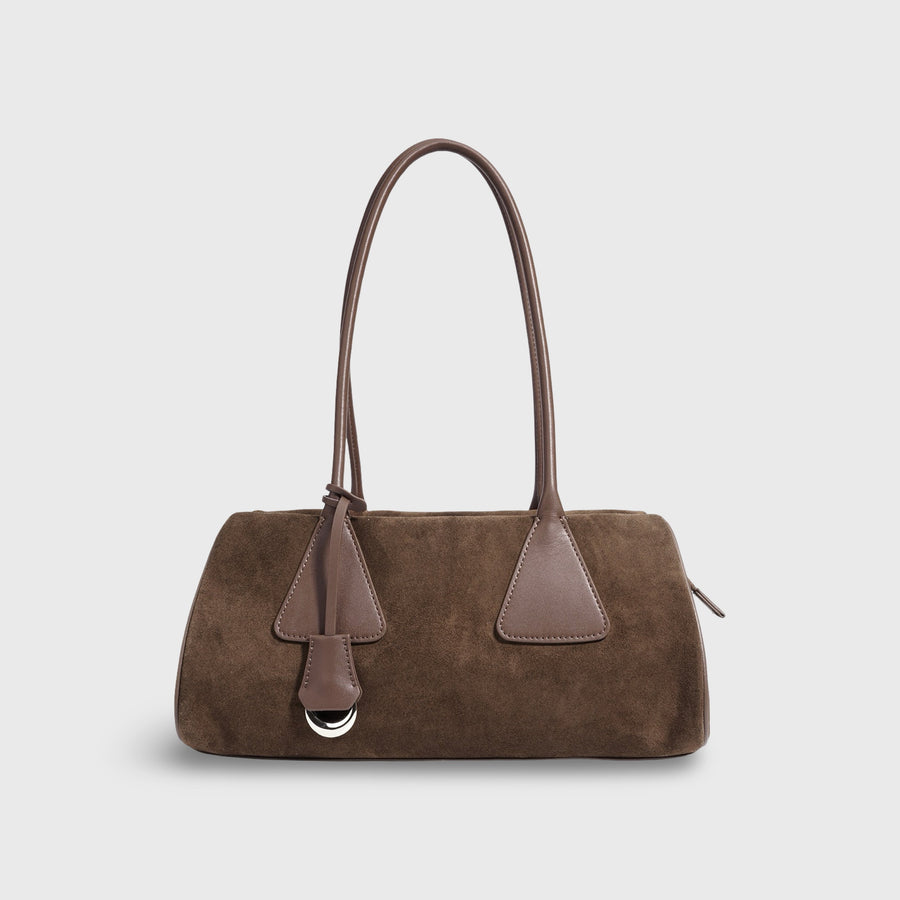 Sac à bandoulière Lulu en cuir véritable – Sac à main en daim marron moka