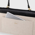 Sac à main Ciara Essential à poignée supérieure – Toile beige et cuir noir