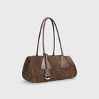 Sac à bandoulière Lulu en cuir véritable – Sac à main en daim marron moka