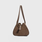 Sac à bandoulière Lulu en cuir véritable – Sac à main en daim marron moka