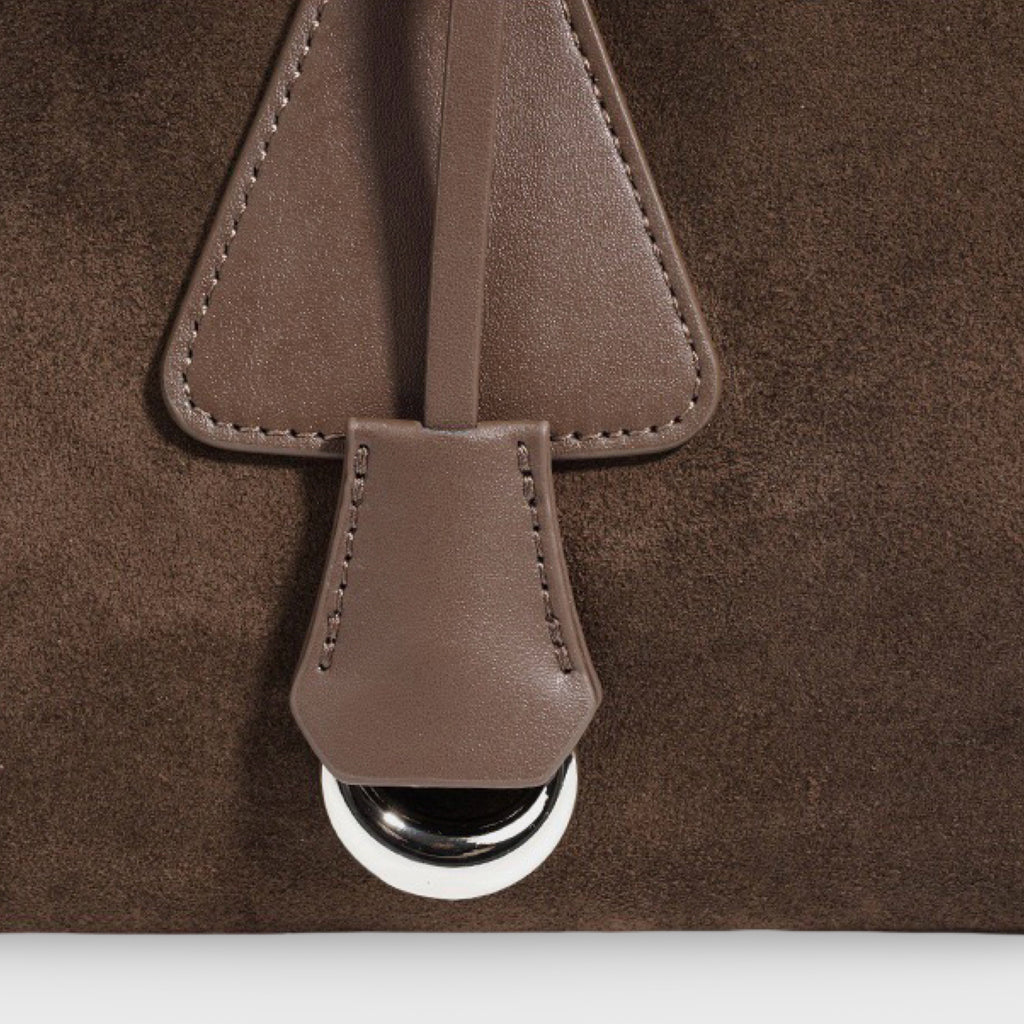 Sac à bandoulière Lulu en cuir véritable – Sac à main en daim marron moka
