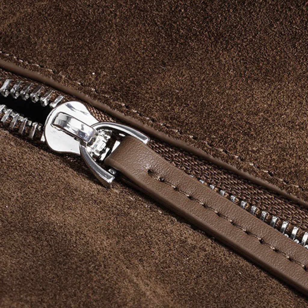 Sac à bandoulière Lulu en cuir véritable – Sac à main en daim marron moka