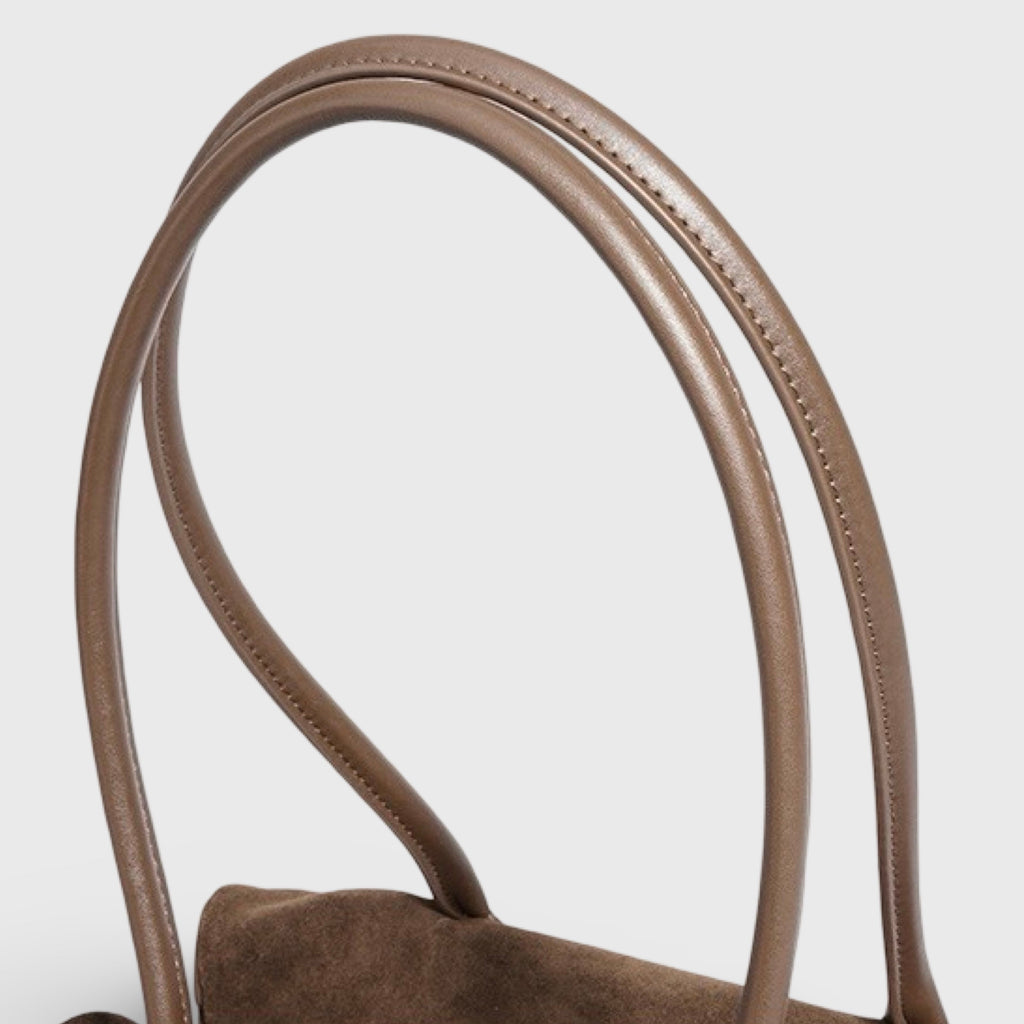 Sac à bandoulière Lulu en cuir véritable – Sac à main en daim marron moka