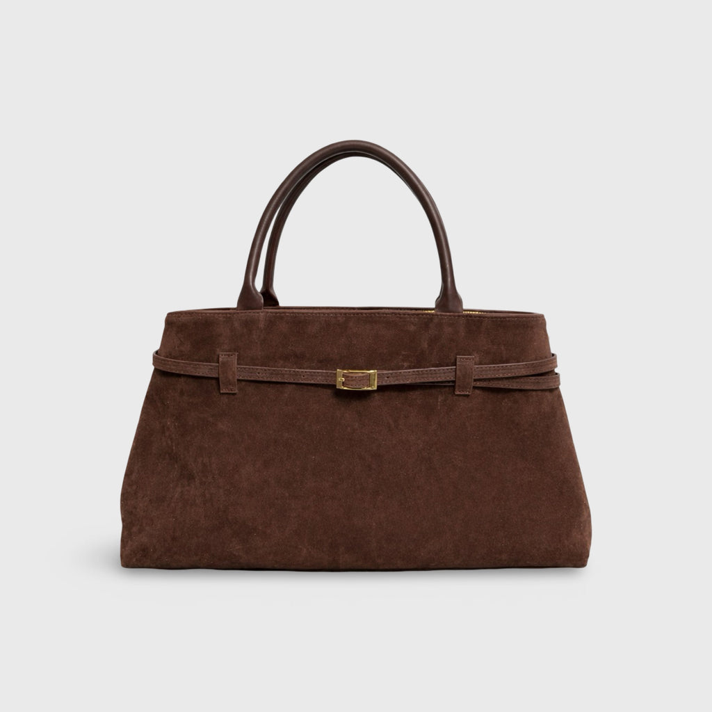 Sac cabas en daim Lara – Sac à main en daim marron chocolat