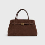 Sac cabas en daim Lara – Sac à main en daim marron chocolat