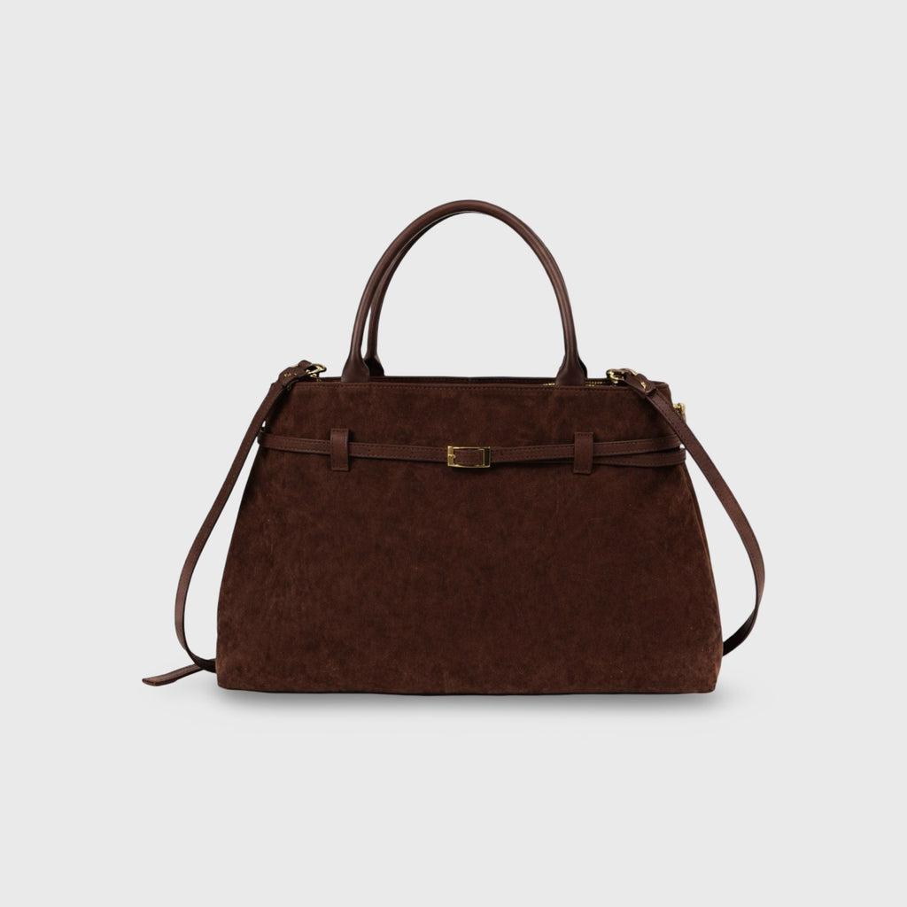Sac cabas en daim Lara – Sac à main en daim marron chocolat
