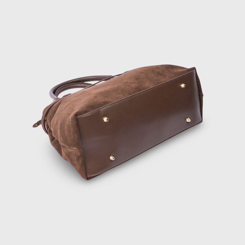 Sac cabas en daim Lara – Sac à main en daim marron chocolat