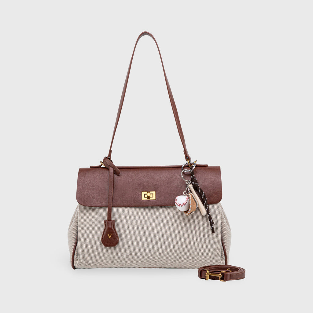 Sac à bandoulière en toile vintage Ciara – Beige et marron