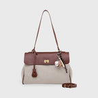 Sac à bandoulière en toile vintage Ciara – Beige et marron