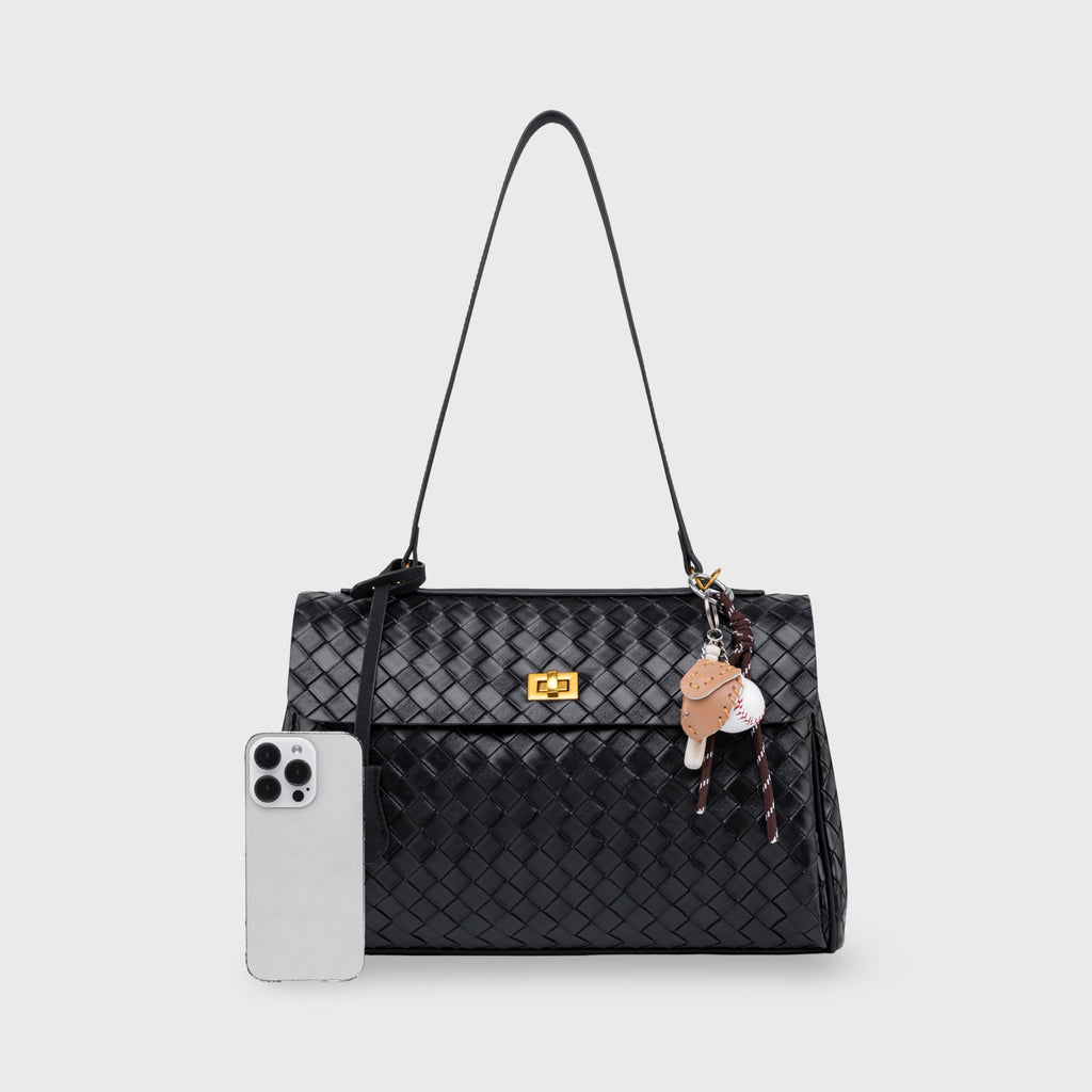 Sac à bandoulière tissé édition limitée Ciara Vintage – Sac à main en cuir noir