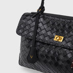 Sac à bandoulière tissé édition limitée Ciara Vintage – Sac à main en cuir noir