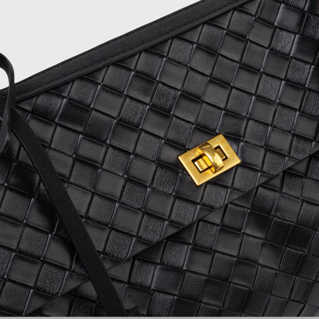 Sac à bandoulière tissé édition limitée Ciara Vintage – Sac à main en cuir noir
