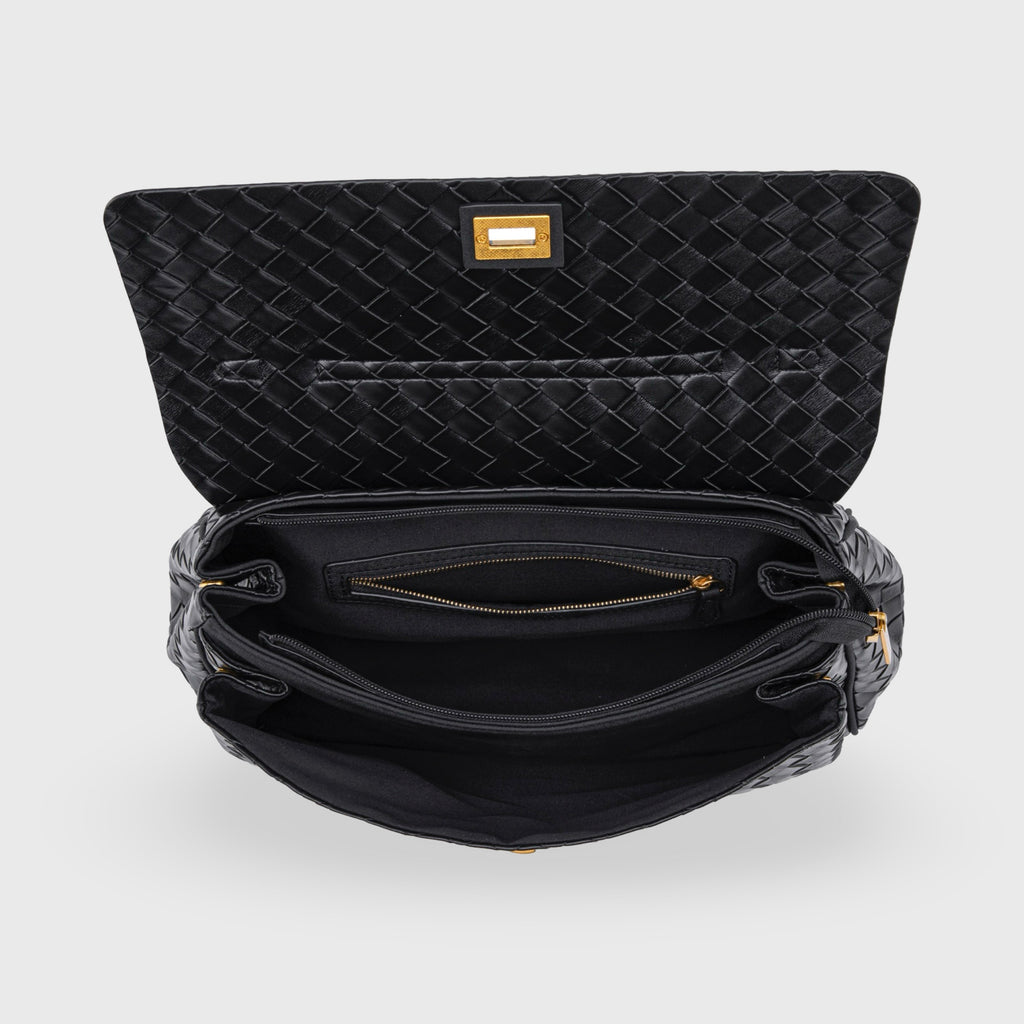 Sac à bandoulière tissé édition limitée Ciara Vintage – Sac à main en cuir noir