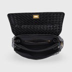 Sac à bandoulière tissé édition limitée Ciara Vintage – Sac à main en cuir noir