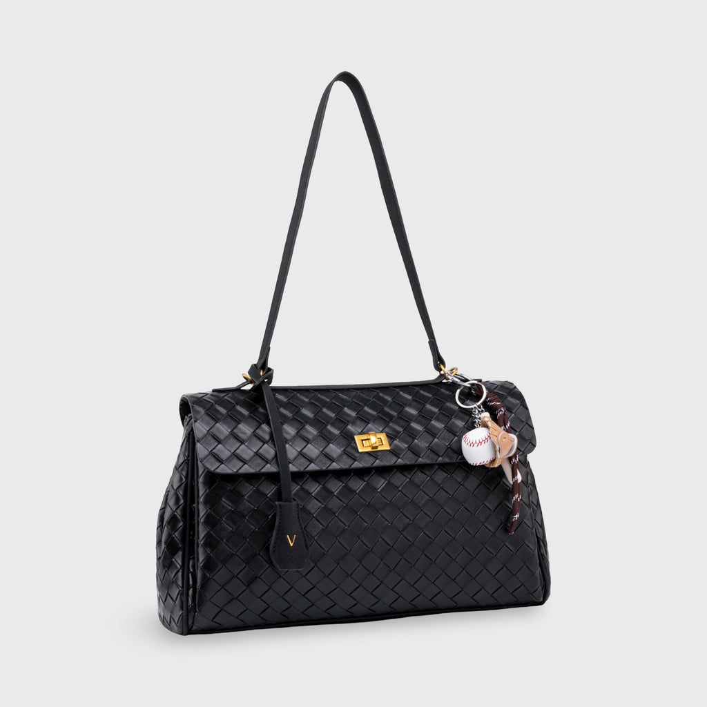 Sac à bandoulière tissé édition limitée Ciara Vintage – Sac à main en cuir noir