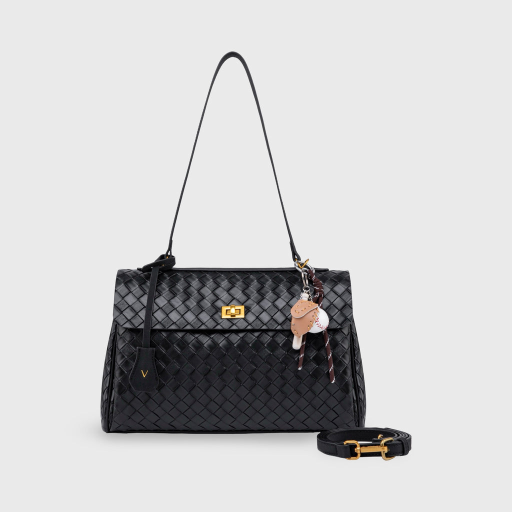 Sac à bandoulière tissé édition limitée Ciara Vintage – Sac à main en cuir noir