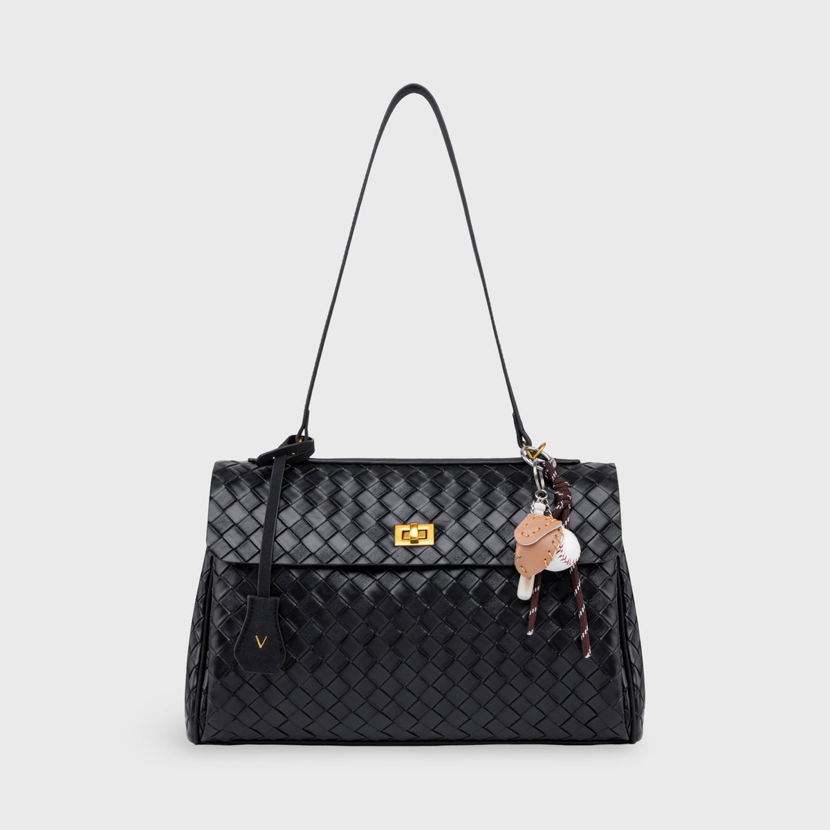 Ciara Vintage Limited Edition Woven Shoulder Bag – Black Leather Handbag