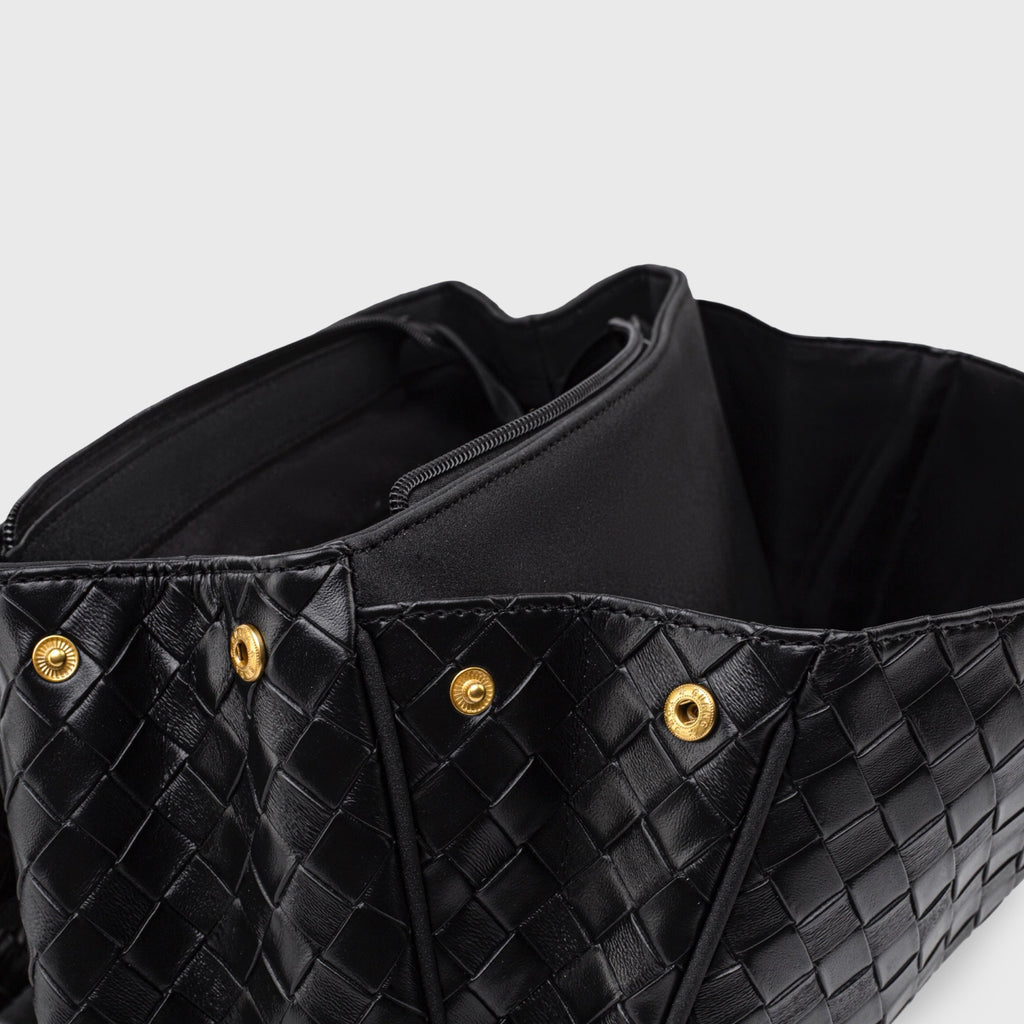 Sac à bandoulière tissé édition limitée Ciara Vintage – Sac à main en cuir noir